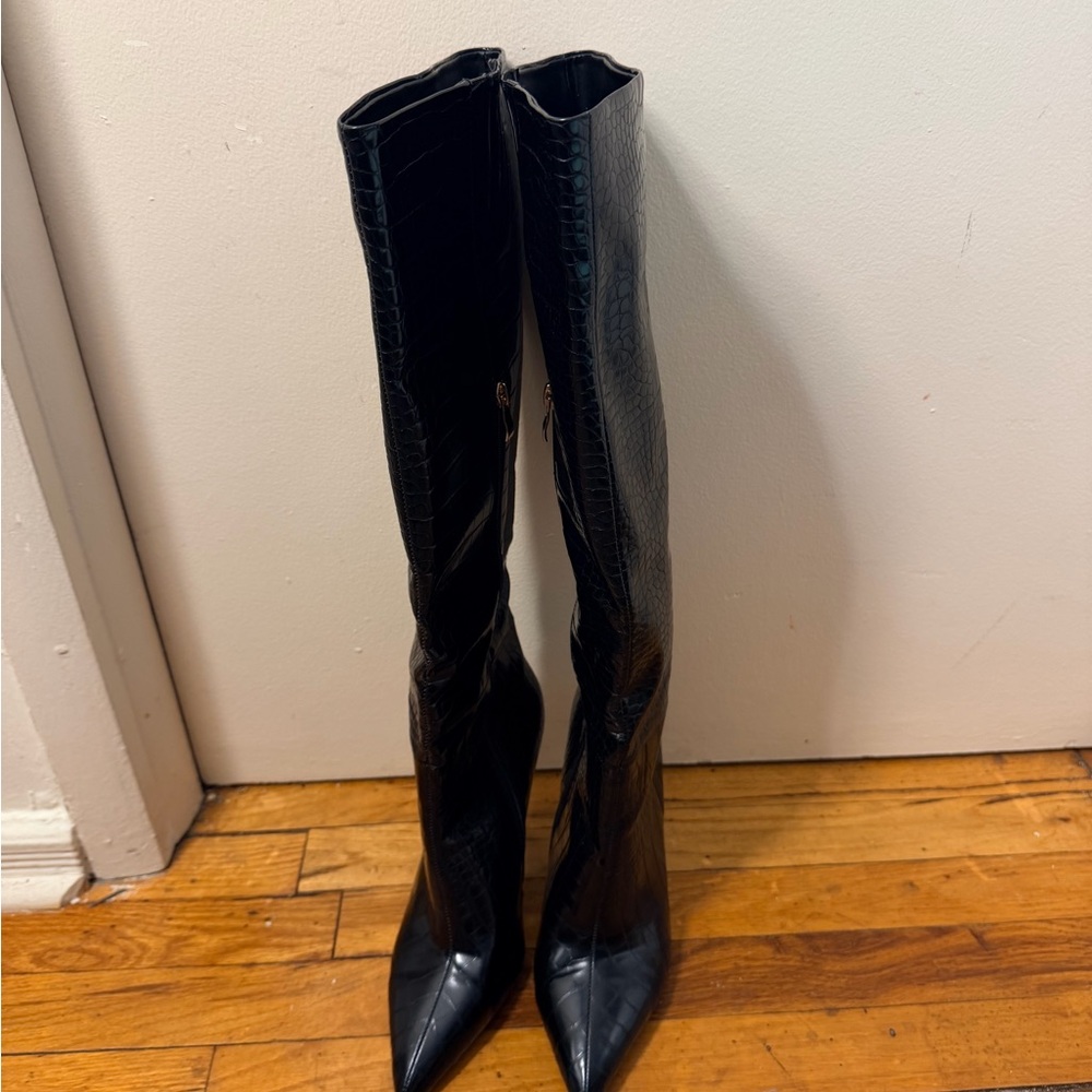 Elegant Black Over the Knee Boots - Picture 6 of 11